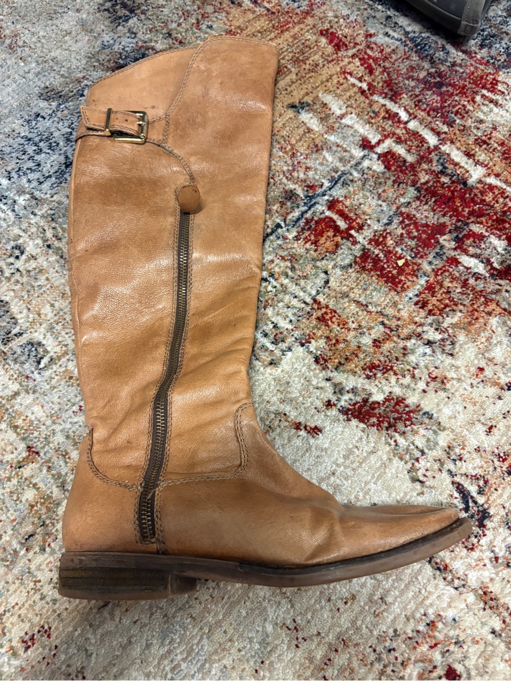 Classic Tan Leather Knee-High Riding Boot - Women